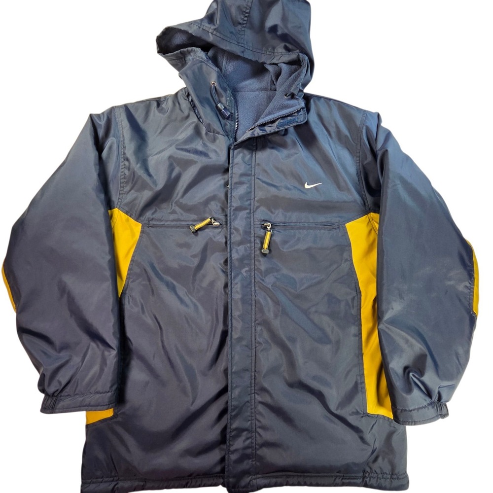 Vintage Nike Jacket Reversible Windbreaker Fleece 90s Y2K Blue Yellow Mens Med